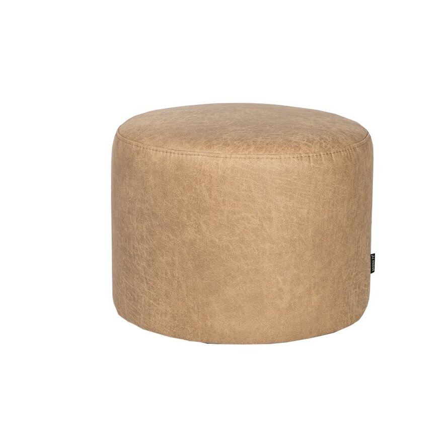 Poef/Hocker Kyla beige eco-leer