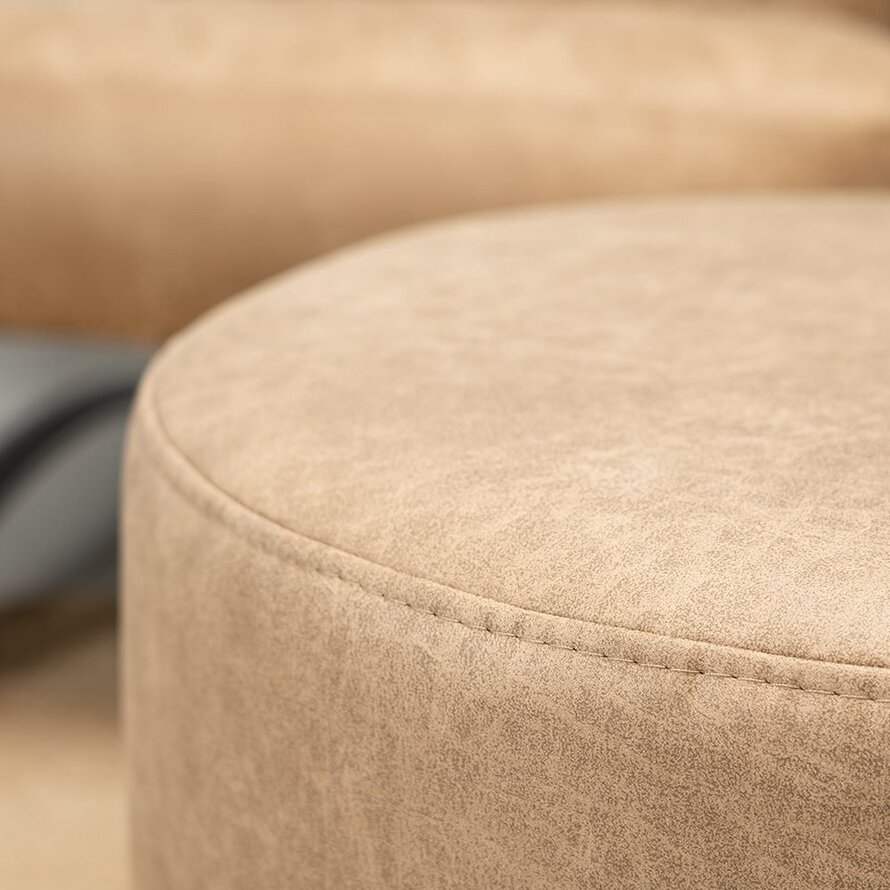 Poef/Hocker Kyla beige eco-leer