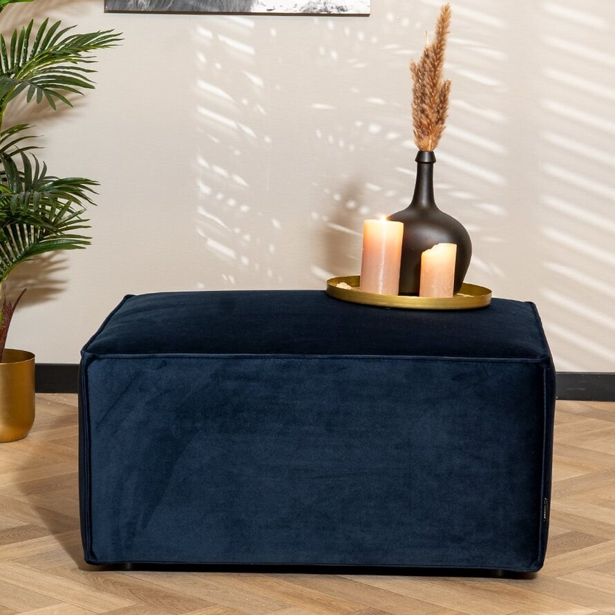 Hocker Memphis donkerblauw velvet