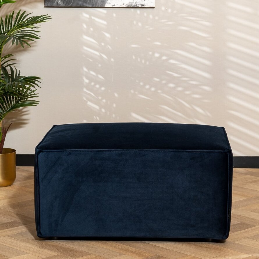 Hocker Memphis donkerblauw velvet