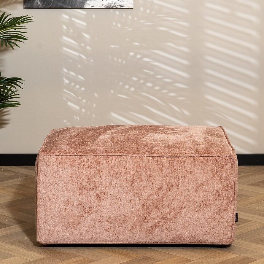 Hocker Memphis roze chenille stof - Feel me