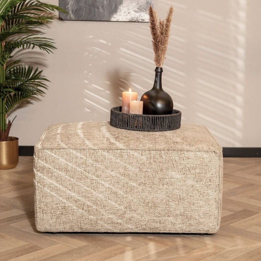 Hocker Memphis taupe chenille stof