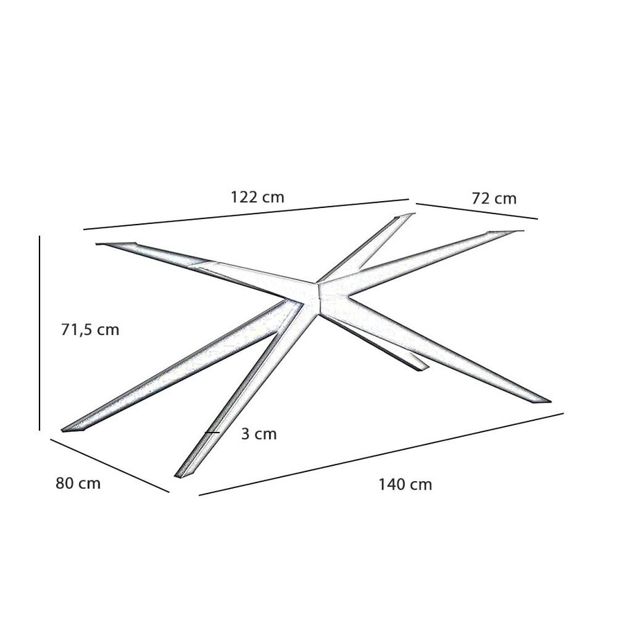 Onderstel tafel spinpoot Torben metaal zwart 140 x 80 cm