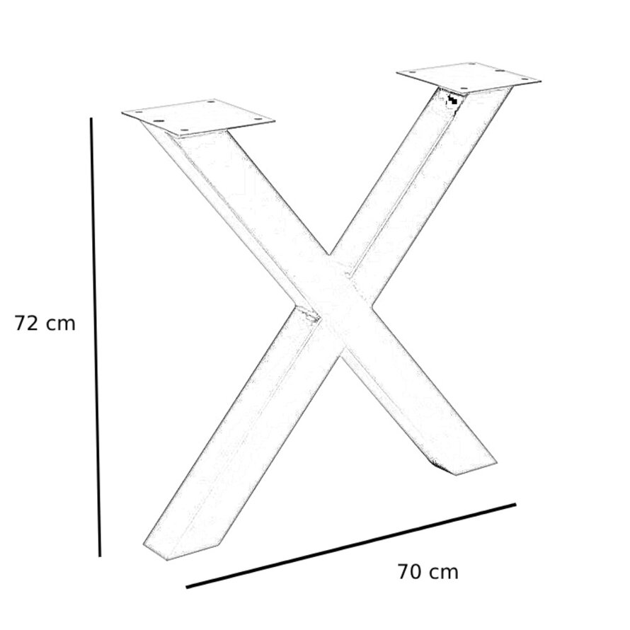 Onderstel tafel X-frame metaal set van 2