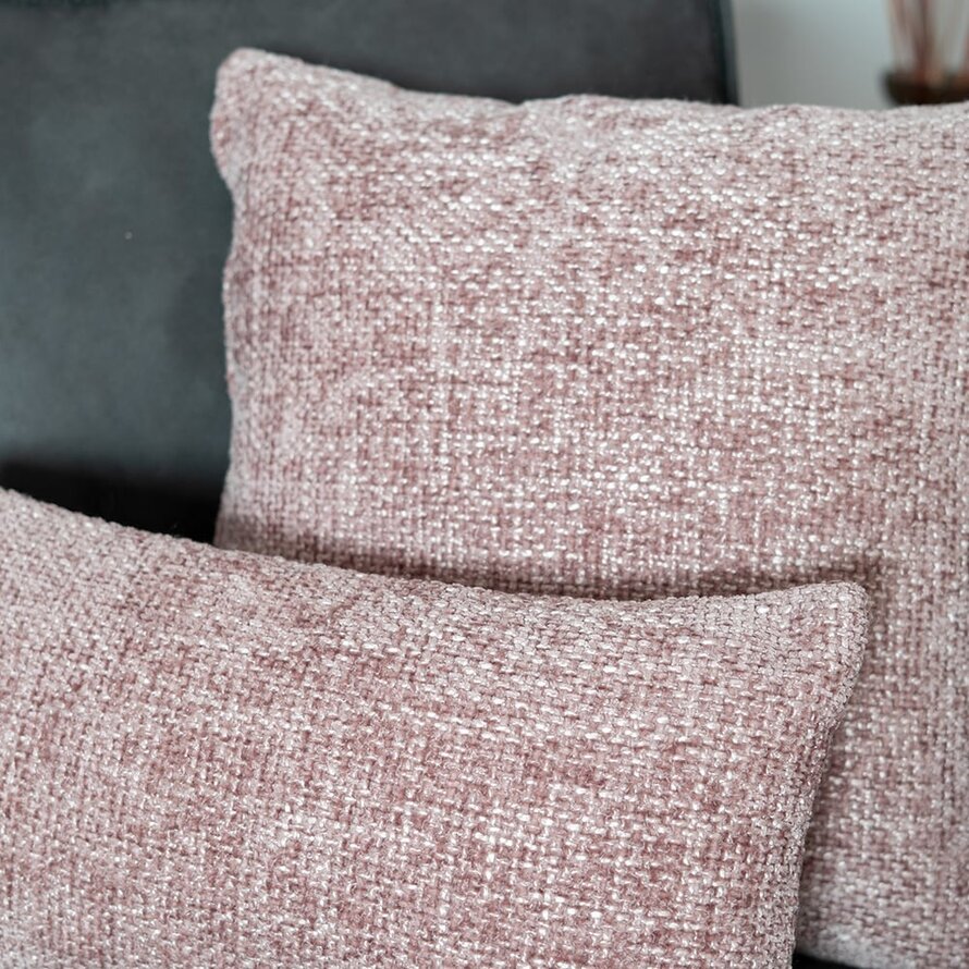 Kussen Feline roze chenille stof 25 x 45 cm