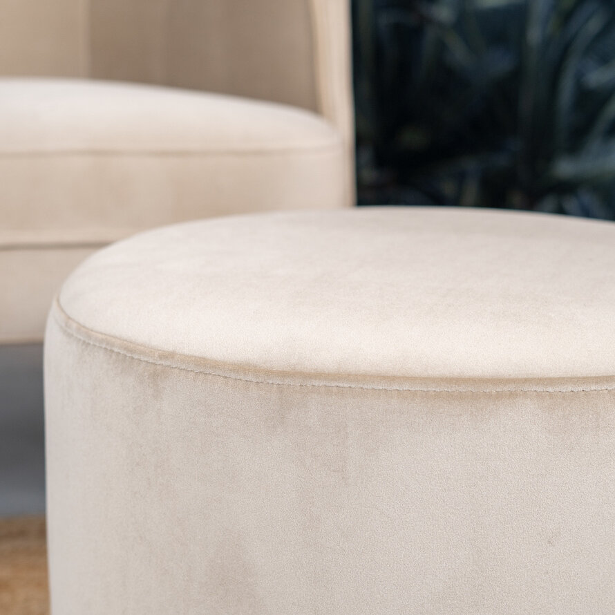 Poef/hocker Anna beige velvet