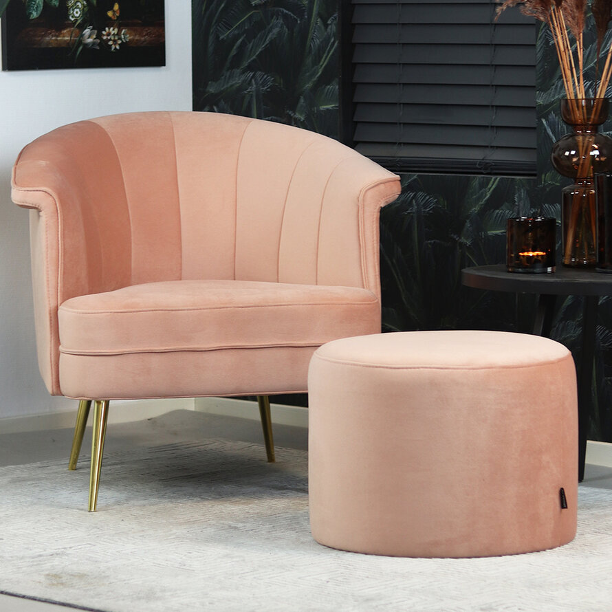 Poef/hocker Anna roze velvet