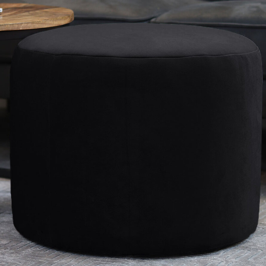 Poef/hocker Anna zwart velvet