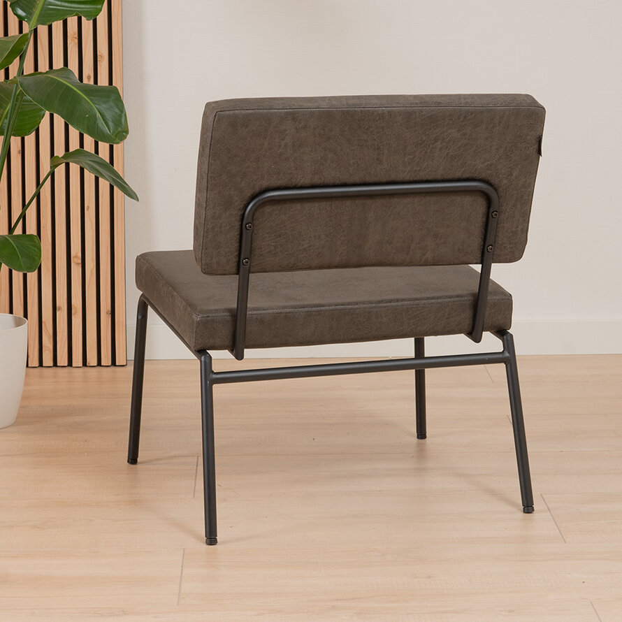 Fauteuil met hocker Espen antraciet eco-leer