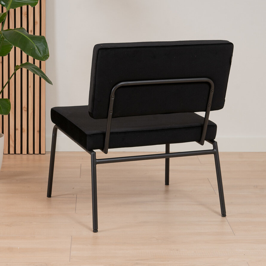 Fauteuil met hocker Espen zwart velvet