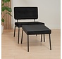 Fauteuil met hocker Espen zwart velvet