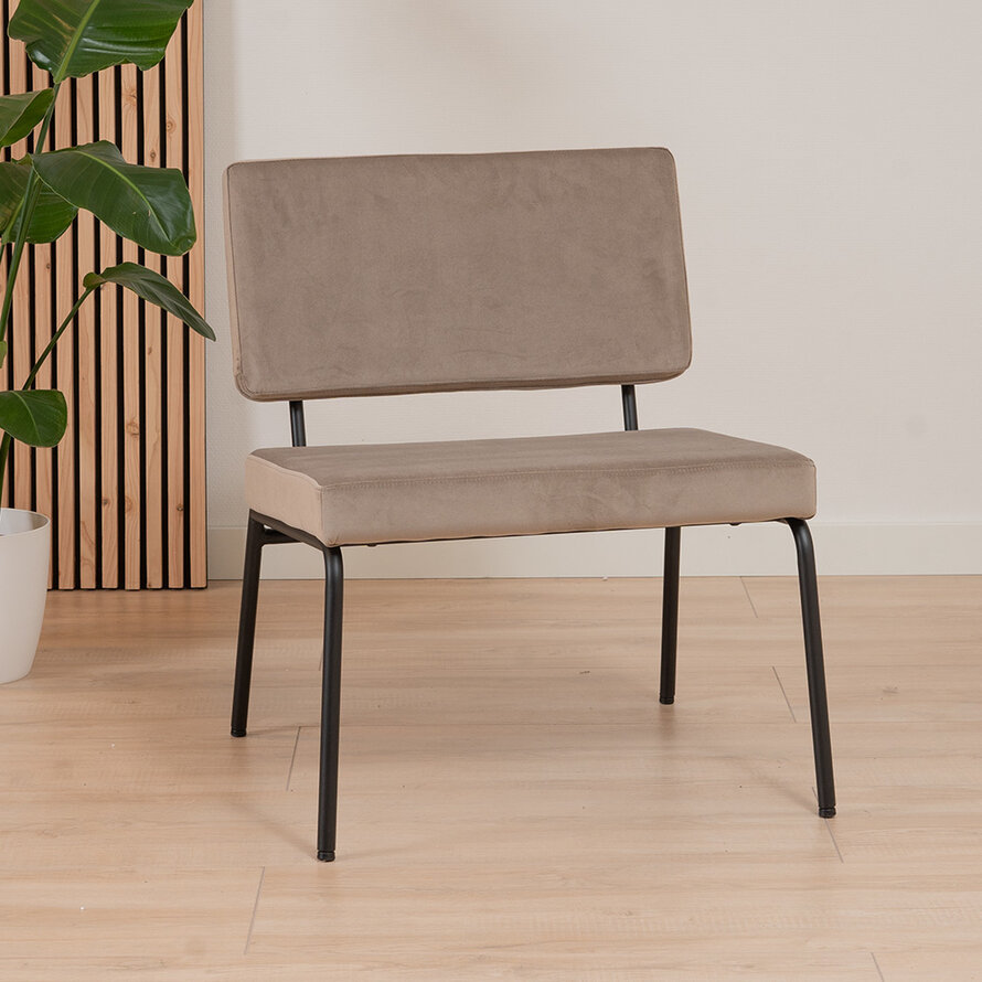 Fauteuil met hocker Espen taupe velvet