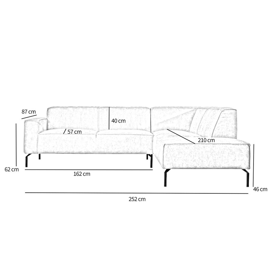 Hoekbank rechts Kansas cognac eco-leer