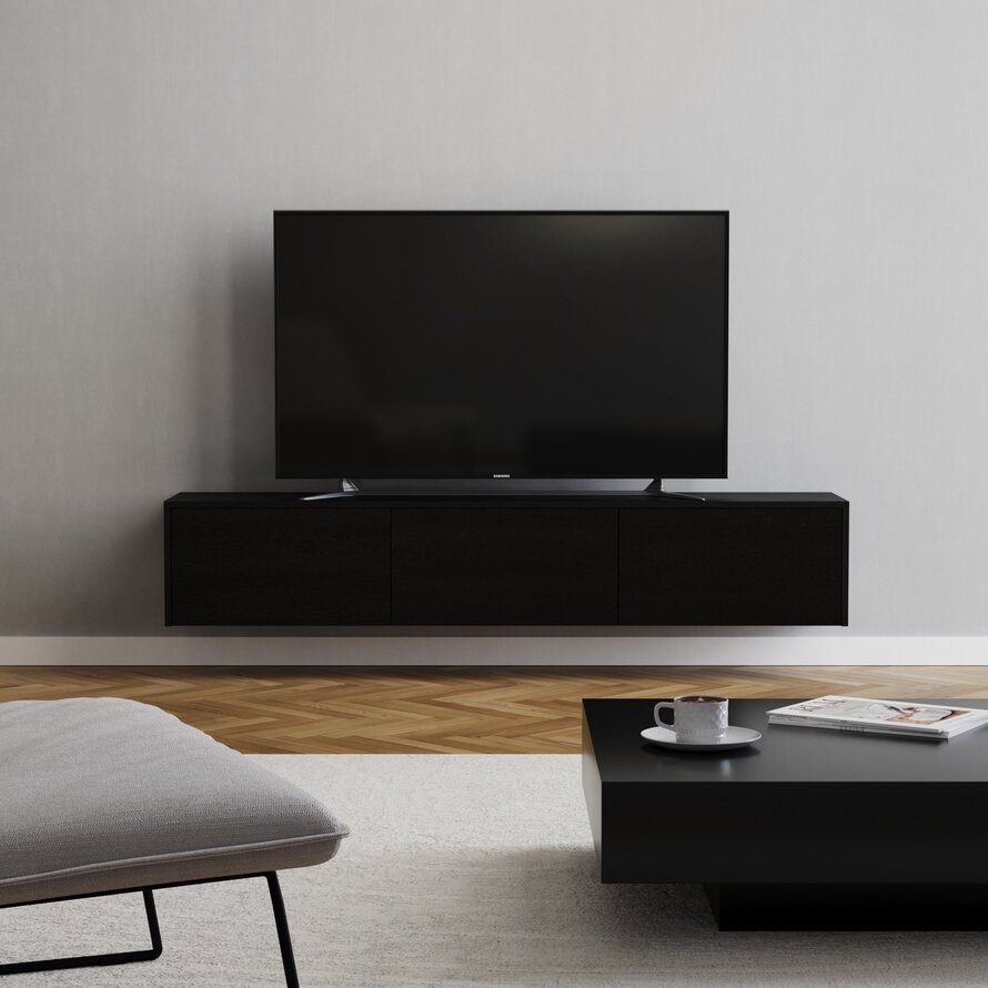 Tv-meubel Thomas zwart eiken 180 cm