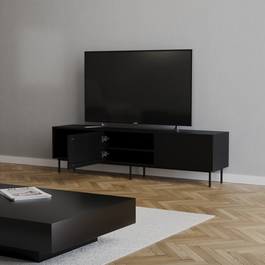 Tv-meubel Ray zwart eiken 180 cm