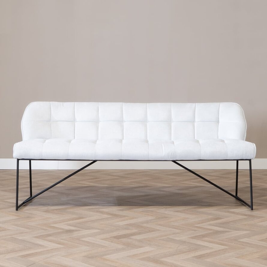 Eetkamerbank Jelle off white polyester 185 cm