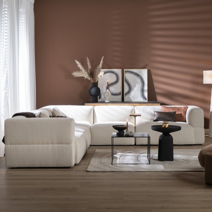 Hoekbank 6-zits Karla chenille off white