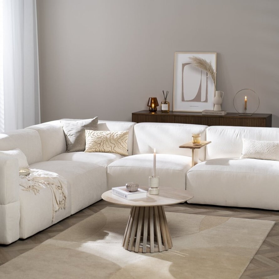 Hoekbank 6-zits Karla chenille off white