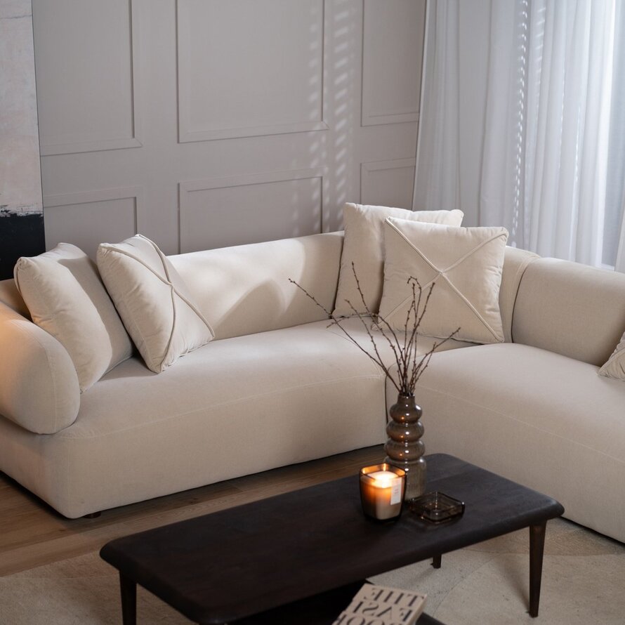 Hoekbank rechts Palermo velvet beige