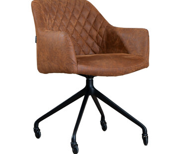 Bronx71 Stoel op wieltjes Levi eco-leer cognac