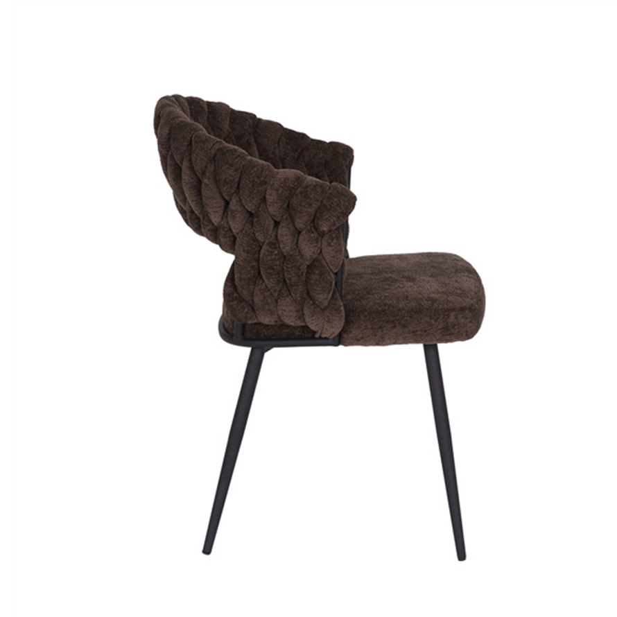 Eetkamerstoel Braid chenille bruin
