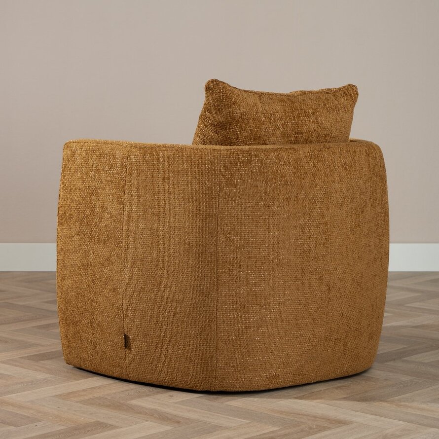 Fauteuil Ruby okergeel chenille stof