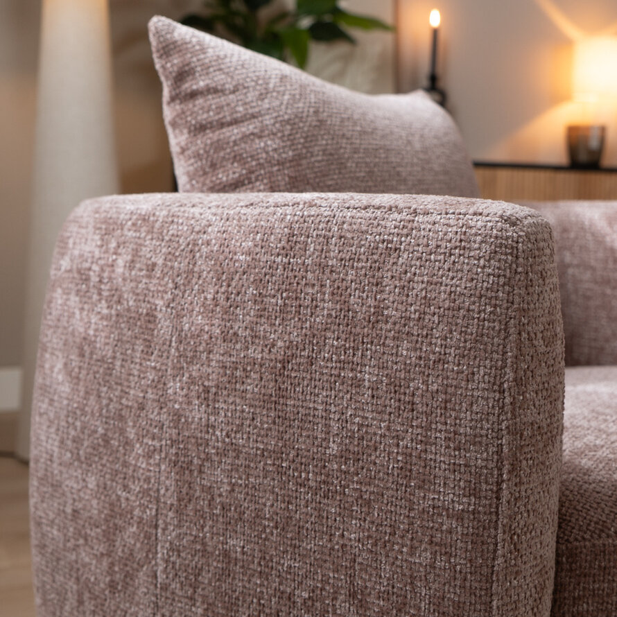 Fauteuil Ruby roze chenille stof