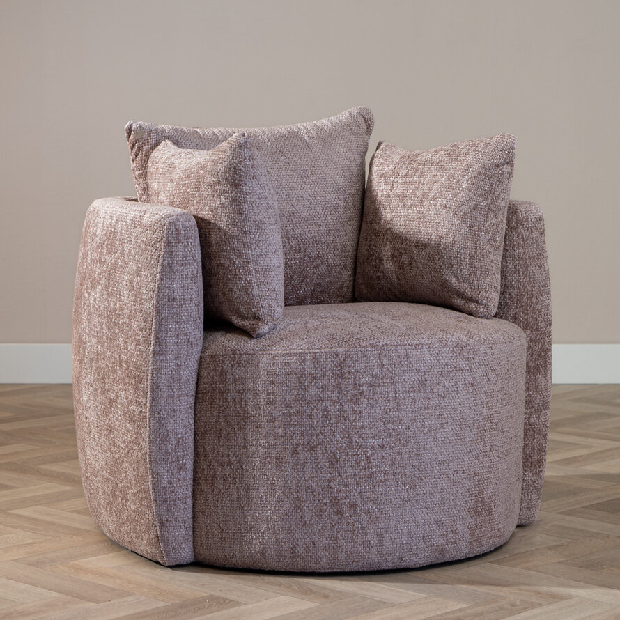 Fauteuil Ruby roze chenille stof