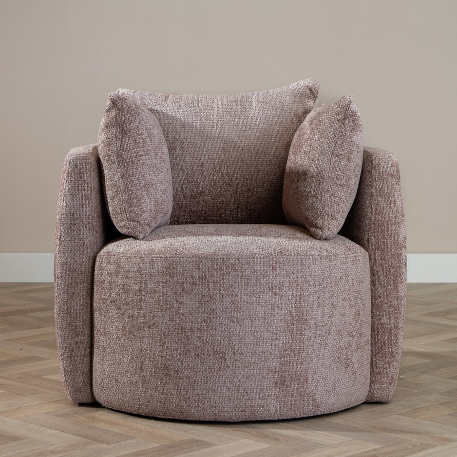 Fauteuil Ruby roze chenille stof