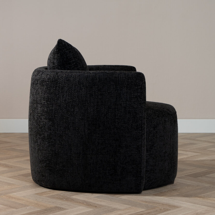 Fauteuil Ruby zwart chenille stof