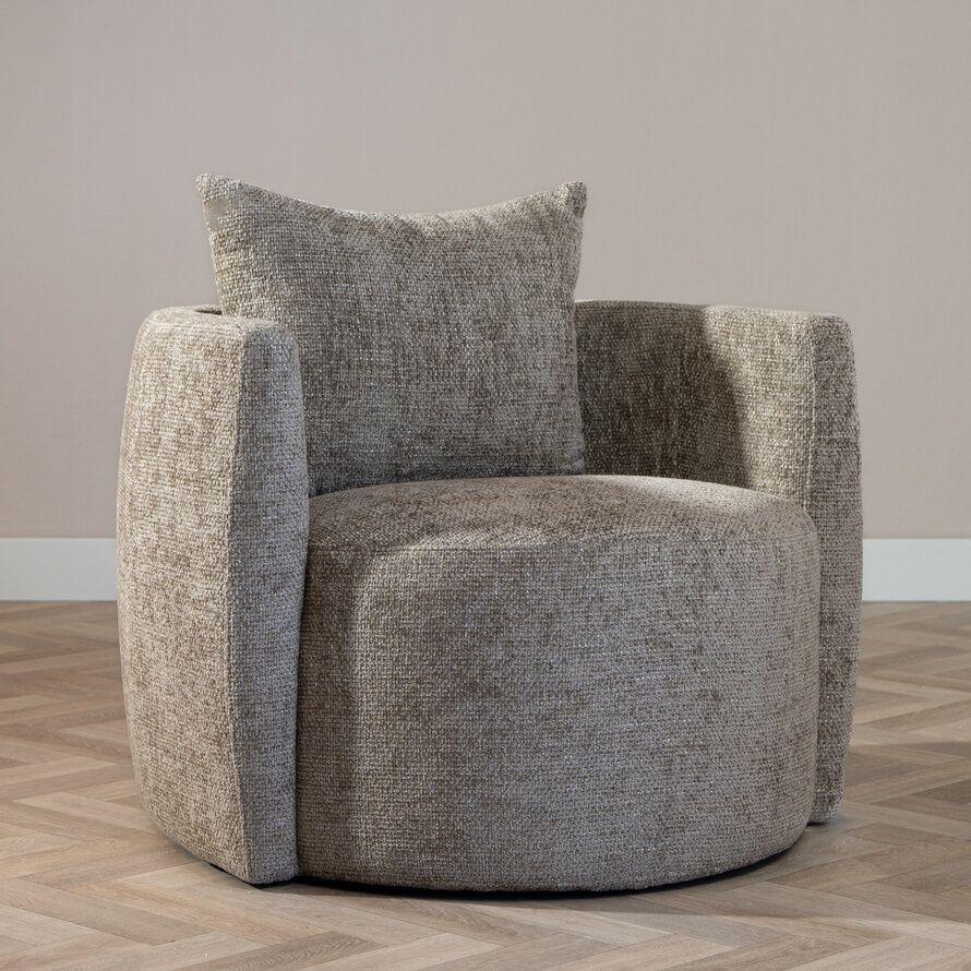 Fauteuil Ruby taupe chenille stof