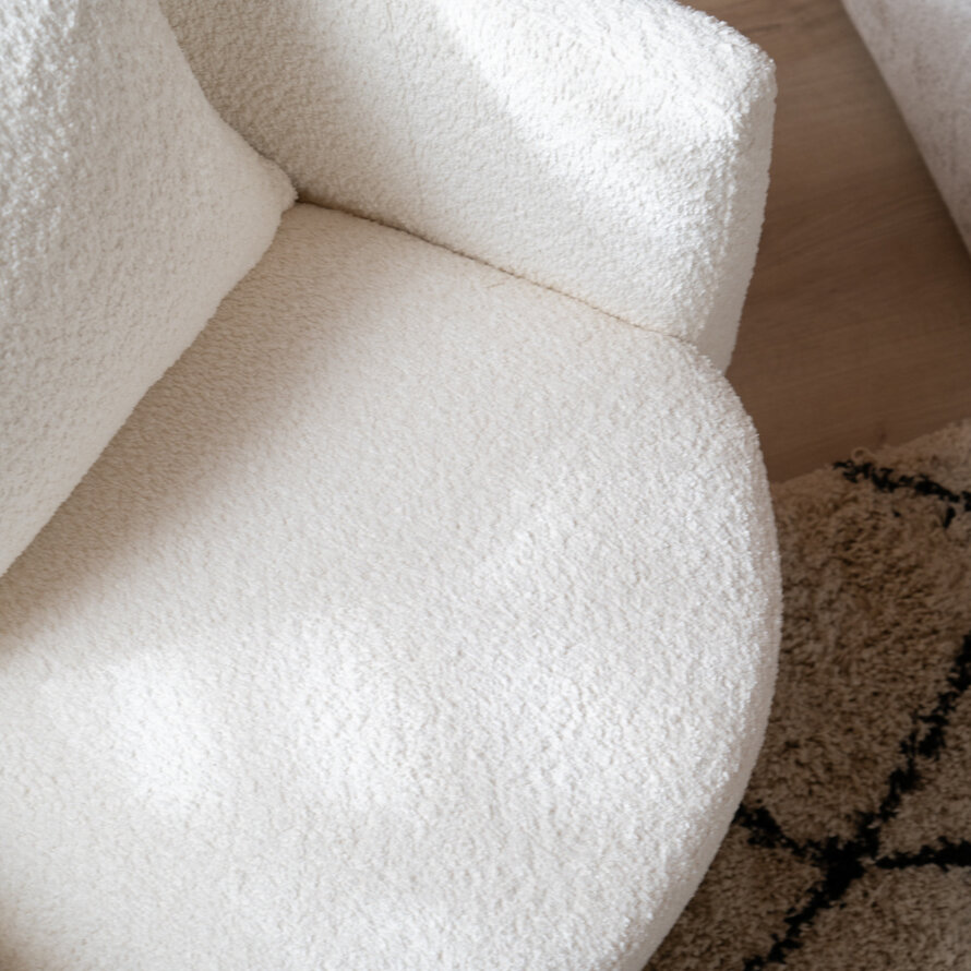 Fauteuil Ruby wit bouclé stof
