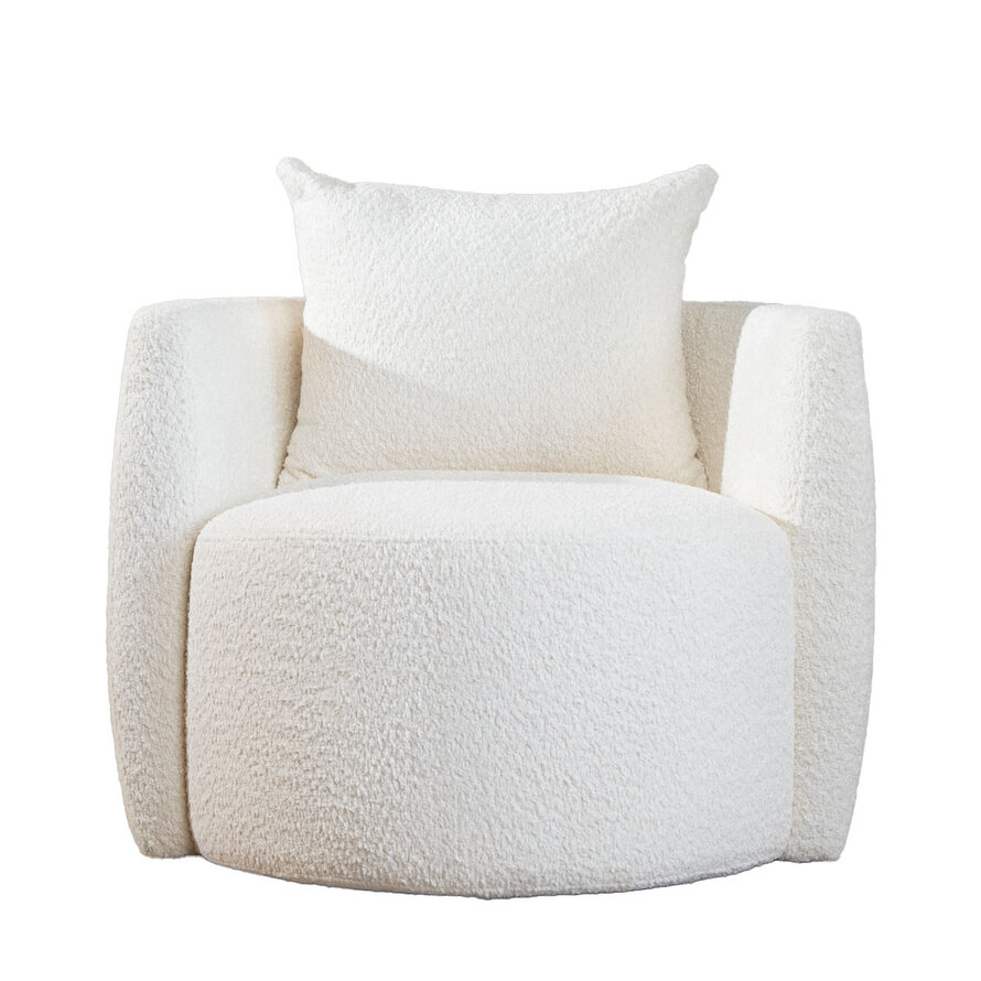 Fauteuil Ruby wit bouclé stof