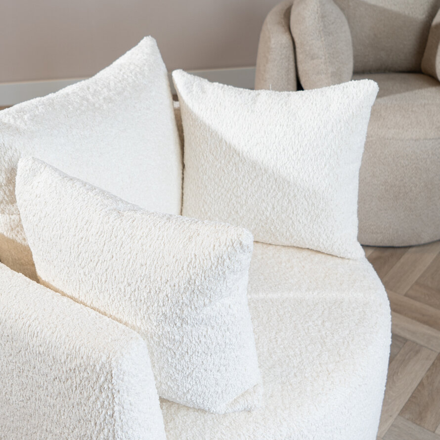Fauteuil Ruby wit bouclé stof