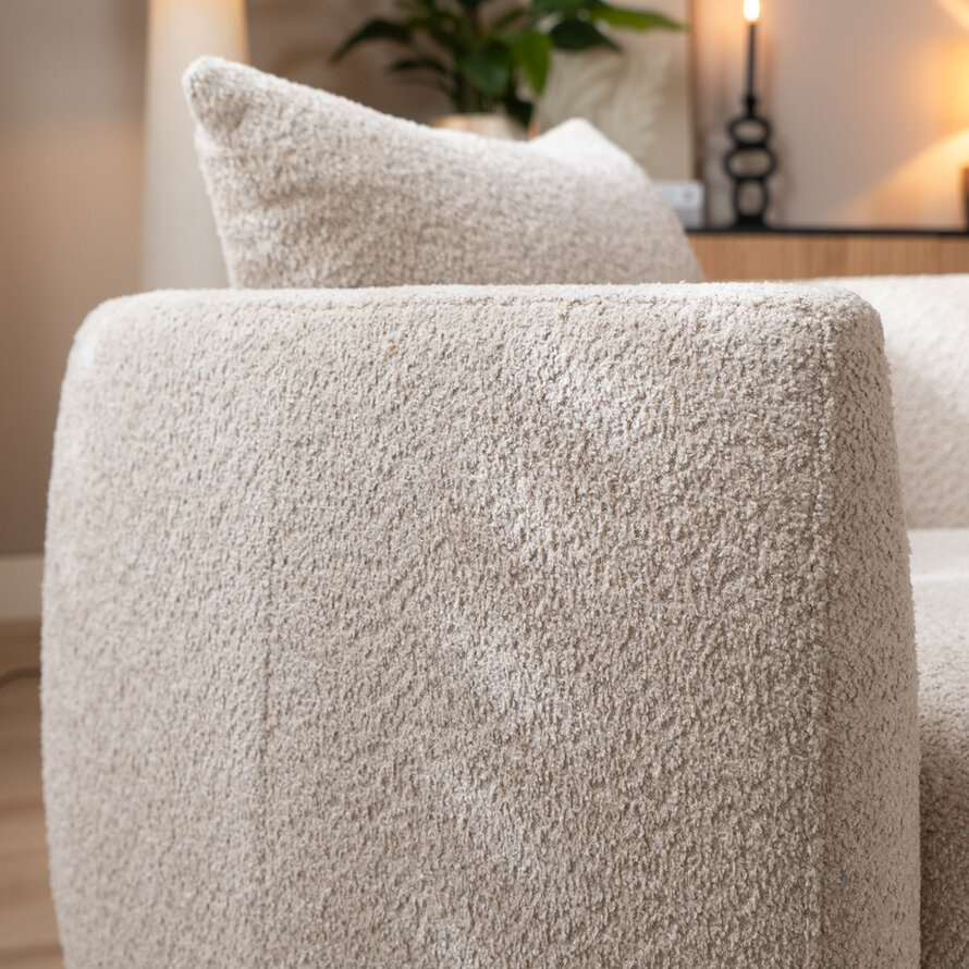 Fauteuil Ruby beige bouclé stof