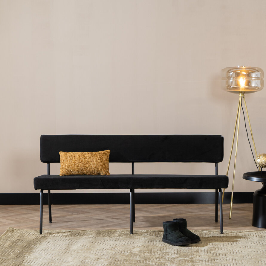 Eetkamerbank Espen zwart velvet 160 cm