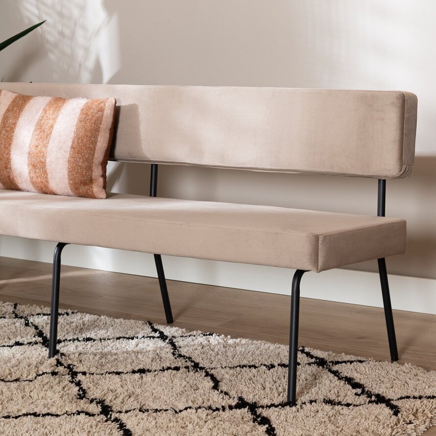Eetkamerbank Espen taupe velvet 190 cm