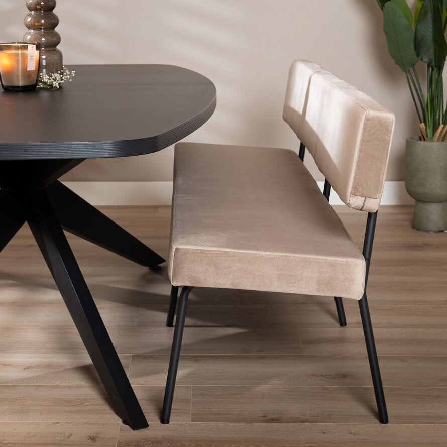 Eetkamerbank Espen taupe velvet 190 cm