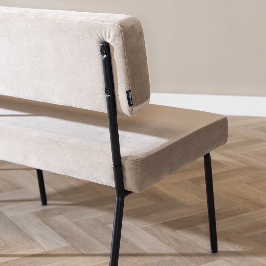 Eetkamerbank Espen taupe velvet 190 cm