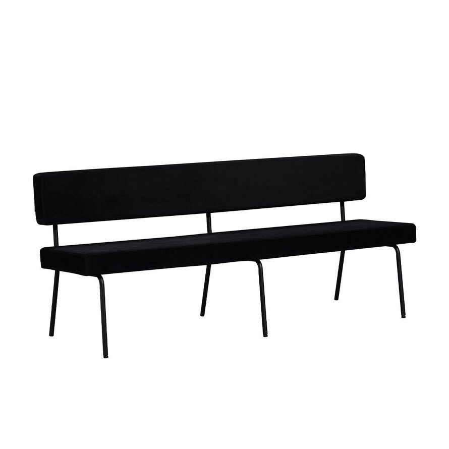 Eetkamerbank Espen zwart velvet 190 cm