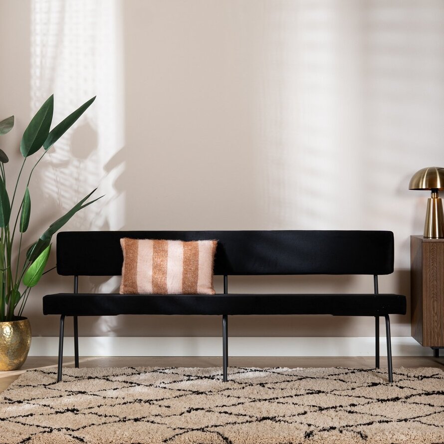 Eetkamerbank Espen zwart velvet 190 cm