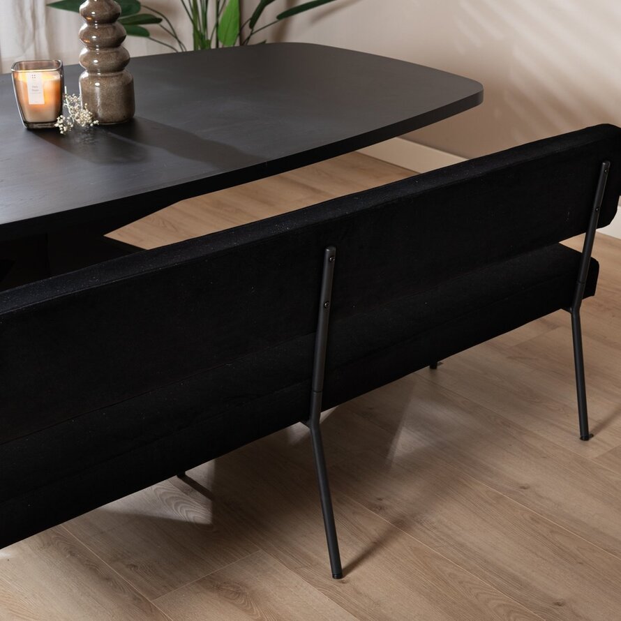 Eetkamerbank Espen zwart velvet 190 cm