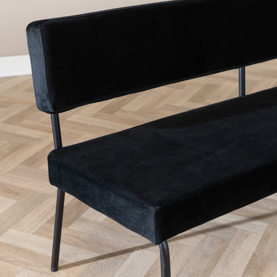 Eetkamerbank Espen zwart velvet 190 cm