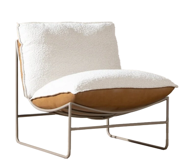 Bronx71 Fauteuil Maceo leer/bouclé cognac/beige