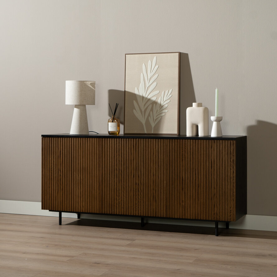 Dressoir Haley zwart/rustiek eiken 160 cm