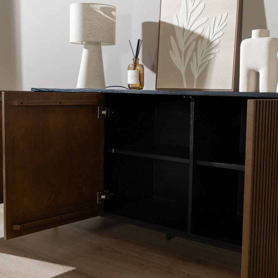 Dressoir Haley zwart/rustiek eiken 160 cm