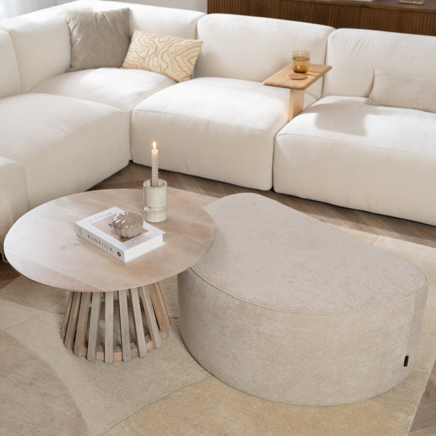 Hocker Lune halve maan chenille beige