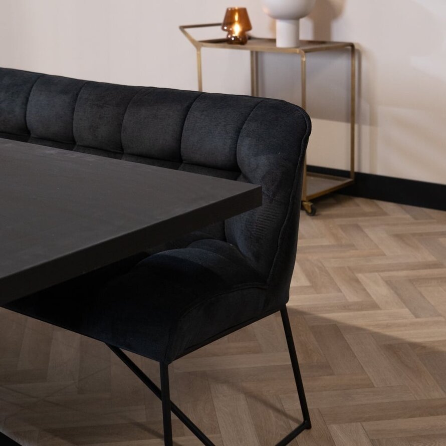Eetkamerbank Jelle zwart polyester 155 cm