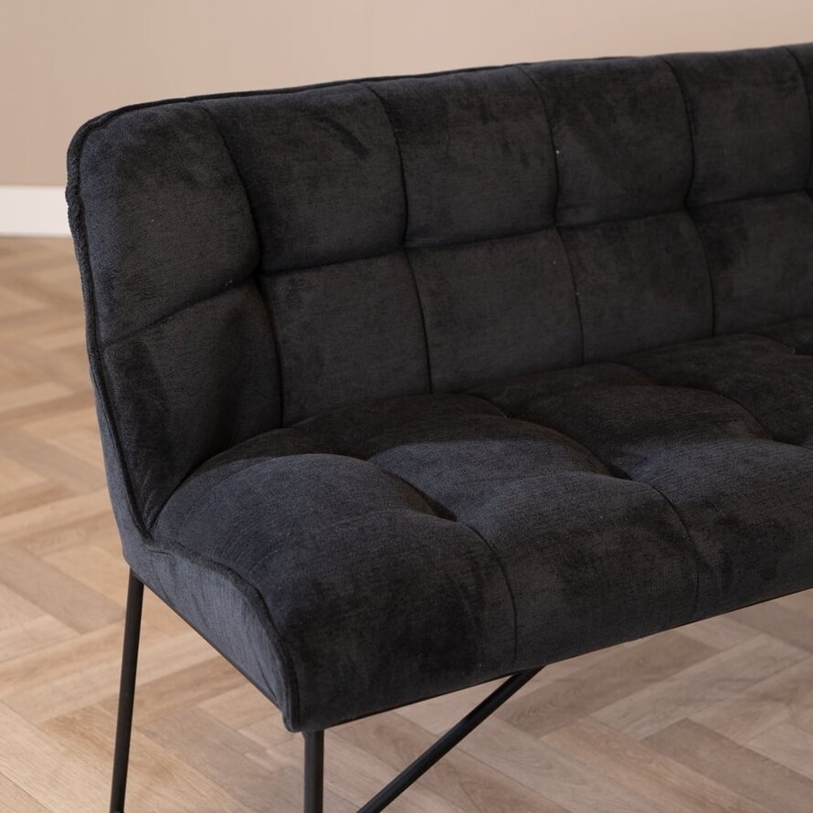 Eetkamerbank Jelle zwart polyester 155 cm
