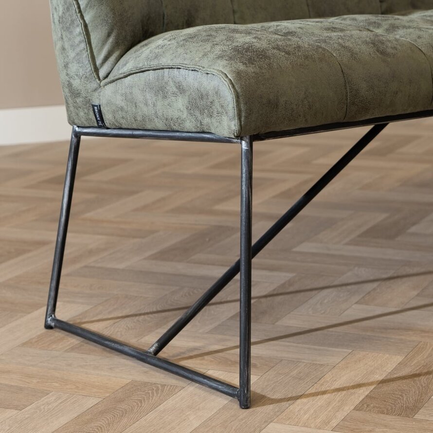 Eetkamerbank Abel olijfgroen microvezel 220 cm